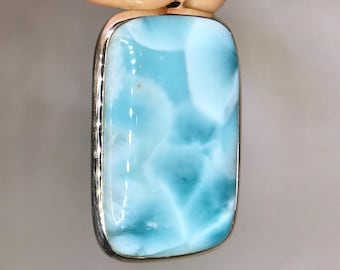 Colgante Gel Larimar - Plata de ley - Joyería Larimar - Joyería de piedra azul - piedra de nacimiento de marzo - joyería de piedra de nacimiento - moldava