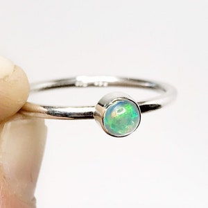 Ethiopian Fire Opal Ring - US 7  - Sterling Silver - Opal Jewelry - October Birthstone - Birthstone Jewelry - Handmade