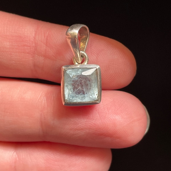 Tiny Aquamarine Jewel Pendant - Beautiful Natural Blue - Genuine Aquamarine - Handmade with Sterling Silver - Powerful Tranquility Stone