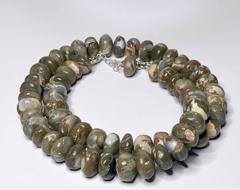Oregon Blue Opal Beads, Individual Beads for Purchase, Hand-cut Genuine Oregon Blue Opal Beads, 1 bead (not the entire strand) Brown & Blue
