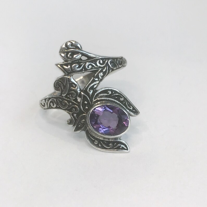 Engagement Ring Birthstone Jewelry Purple Stone Ring Sterling Silver February Birthstone Jewelry Handmade Amethyst Ring US 9
