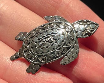 Silver Turtle Pendant Handmade with Solid Sterling Silver, Beautiful Perfect Gift!