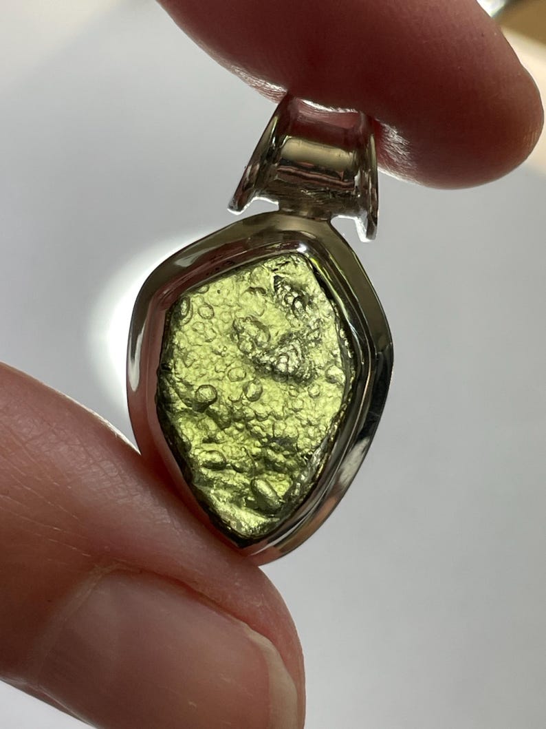 Bubbly Moldavite Pendant - Sterling Silver - Birthstone Jewelry - Moldavite Jewelry - Green Moldavite Pendant - Birthstone Jewelry image 1
