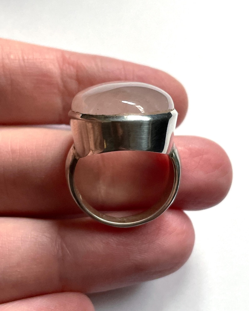 Large Natural Rose Quartz Ring, Size 7 USA, Handmade with Solid Sterling Silver, Beautiful Translucent Pink Crystal, Perfect Gift! image 8
