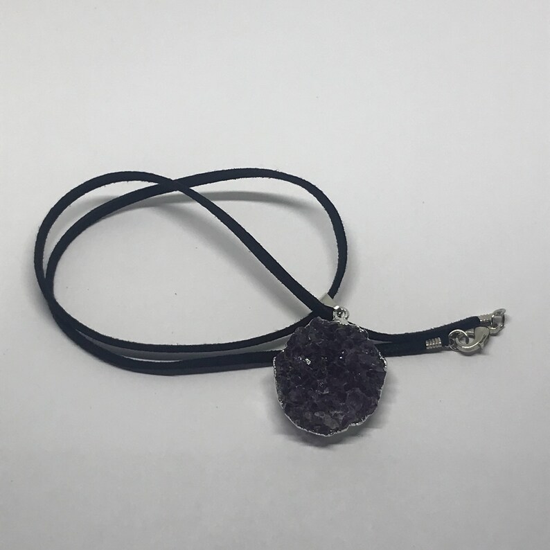 Amethyst Cluster Necklace - Silver Plated - February Birthstone - Amethyst Jewelry - Birthstone Jewelry - Raw Amethyst Protection Stone! image 6