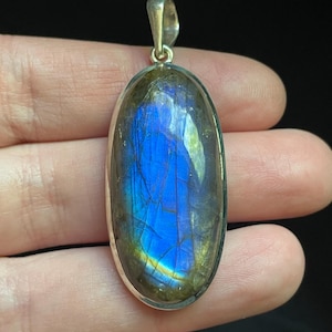 Rainbow Stripe Labradorite Pendant - Handmade Sterling Silver and Natural Gemstone Necklace - Calming Protective Crystal
