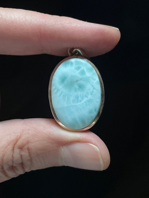 Natural Larimar Pendant, Set in Sterling Silver, Genuine Larimar from Dominican Republic, Beautiful Natural Ocean Stone, Healing Crystal