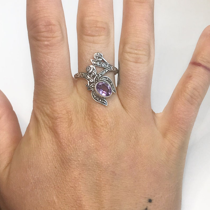 Engagement Ring Birthstone Jewelry Purple Stone Ring Sterling Silver February Birthstone Jewelry Handmade Amethyst Ring US 9
