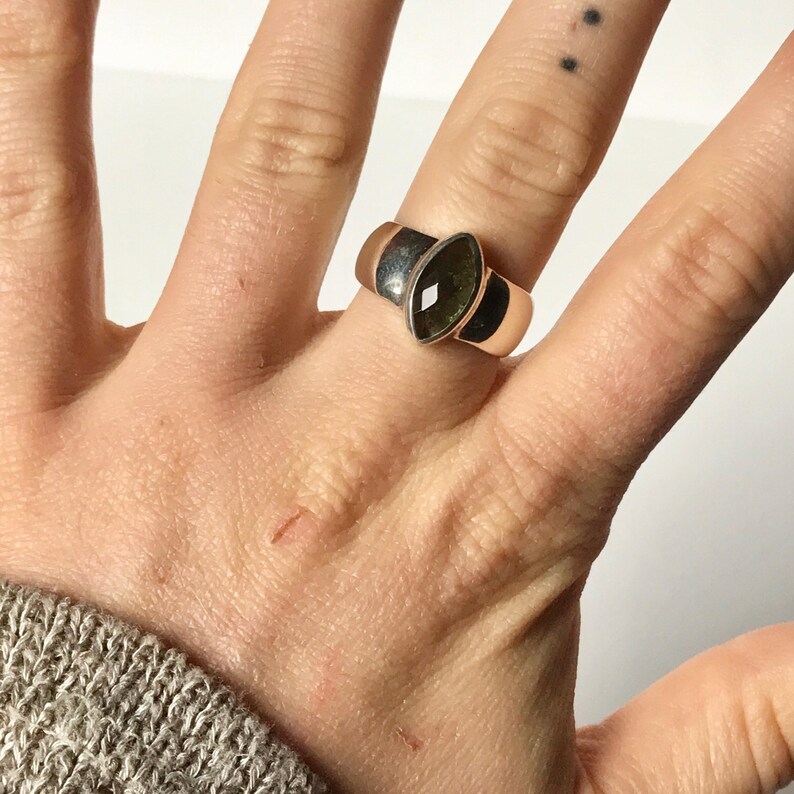 Greenstone Ring Birthstone Jewelry Birthstone Jewelry Sterling Silver Moldavite Ring US 7.5 Moldavite Engagement Ring