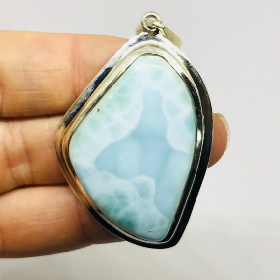 Chunky! Larimar Pendant - Sterling Silver - Larimar Jewelry  Larimar chunky sterling pendant main image 0