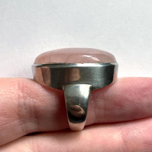 Large Natural Rose Quartz Ring, Size 7 USA, Handmade with Solid Sterling Silver, Beautiful Translucent Pink Crystal, Perfect Gift! image 7