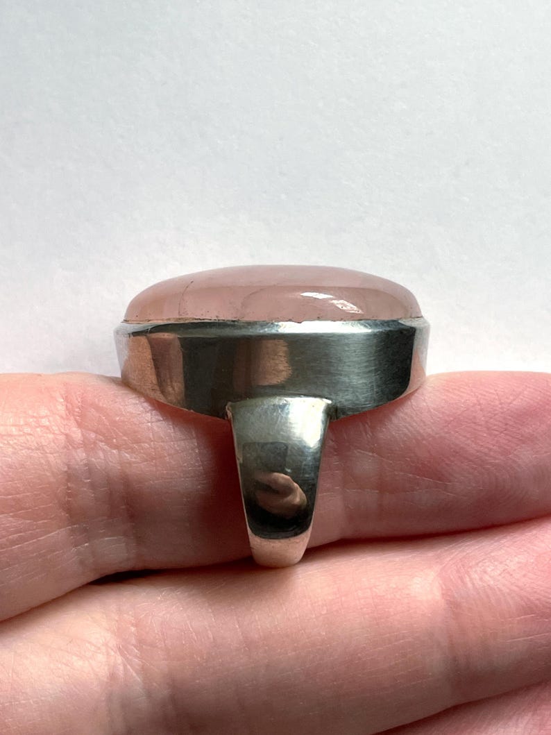 Large Natural Rose Quartz Ring, Size 7 USA, Handmade with Solid Sterling Silver, Beautiful Translucent Pink Crystal, Perfect Gift! image 7