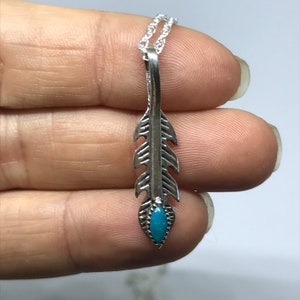 Nature Girl - Turquoise Feather Necklace  – Sterling Silver – December Birthstone – Turquoise Jewelry – Crystal Healing Necklace - Feather