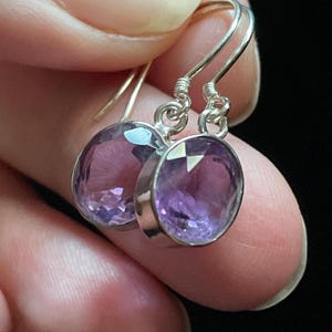 Lavender Amethyst Earrings, Brilliant Sparkling Natural Amethyst, Handmade & Solid Sterling Silver, Protection Stone Perfect for Travelers