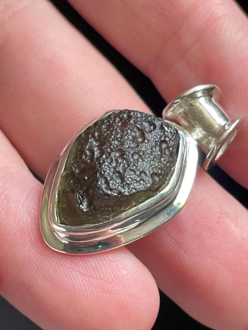 Bubbly Moldavite Pendant - Sterling Silver - Birthstone Jewelry - Moldavite Jewelry - Green Moldavite Pendant - Birthstone Jewelry image 3