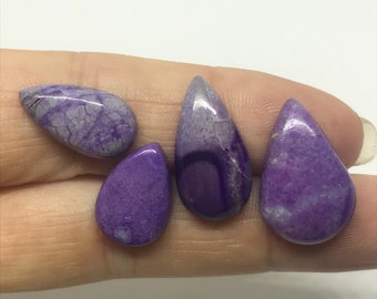 Sugilite Cabochons - 4 Sugilite Cabs  - February Birthstone - South Africa Sugilite - Jewelry Making - Rare Gemstone - Healing Crystal