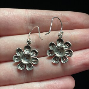 Natural Pearl & Silver Flower Earrings, Handmade with Solid Sterling Silver, June Birthstone, Tribal Style Silver Daisy, Perfect Gift! image 5