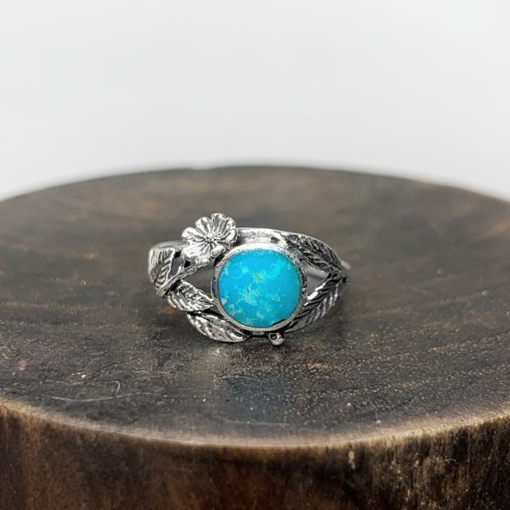 Genuine Turquoise Ring US Size Sterling Silver Turquoise Jewelry December Birthstone Birthstone Jewelry Handmade Blue Stone