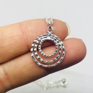 Sterling Silver Hammered Ripple Necklace - Sterling Silver - Simple Jewelry - Handmade Jewelry - Water Ripple Water Jewelry