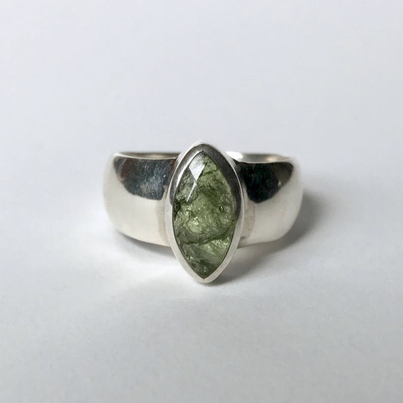 Greenstone Ring Birthstone Jewelry Birthstone Jewelry Sterling Silver Moldavite Ring US 7.5 Moldavite Engagement Ring