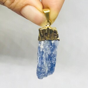 Raw! Blue Kyanite – Gold Plated –  Kyanite Jewelry – Light Blue Stone Jewelry - Birthstone Jewelry - Healing Crystal Pendant