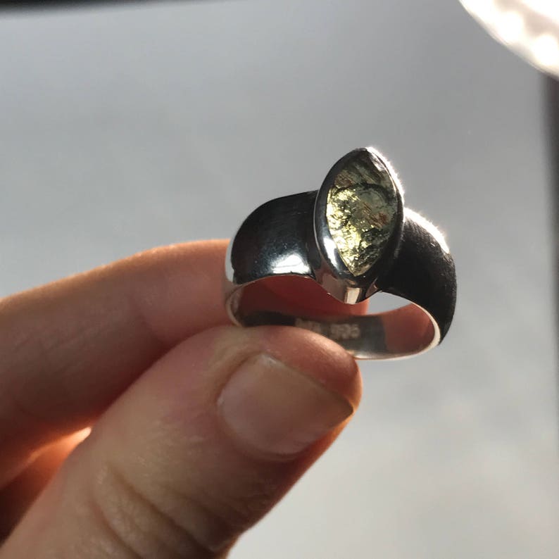 Greenstone Ring Birthstone Jewelry Birthstone Jewelry Sterling Silver Moldavite Ring US 7.5 Moldavite Engagement Ring