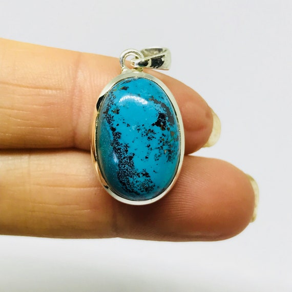 Vibrant Chrysocolla Pendant – Sterling Silver – December Birthstone – Chrysocolla Jewelry – Birthstone Jewelry Bright Turquoise Chrysocolla