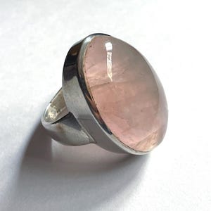 Large Natural Rose Quartz Ring, Size 7 USA, Handmade with Solid Sterling Silver, Beautiful Translucent Pink Crystal, Perfect Gift! image 5