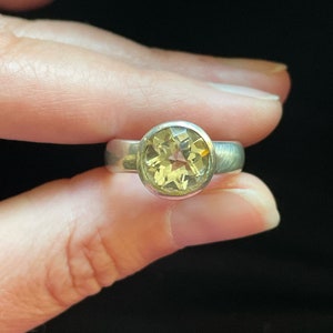 Round Faceted Sunstone Ring - US Size 8.5 - Genuine Oregon Sunstone and Sterling Silver - Champagne Color Celebration Stone - Oregon Gift!