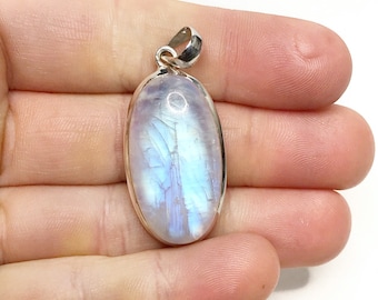 Moonstone Pendant - Sterling Silver - June Birthstone - Moonstone Necklace - White Stone Pendant - Birthstone Jewelry - Moldavite