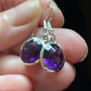 Amazing Amethyst Earrings, Faceted High Grade Natural Amethyst with Deep Purple Color, Handmade with Solid Sterling Silver, Protection Stone