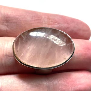 Large Natural Rose Quartz Ring, Size 7 USA, Handmade with Solid Sterling Silver, Beautiful Translucent Pink Crystal, Perfect Gift! image 3