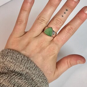 Genuine Chrysoprase Ring Size 8 Sterling Silver - Seafoam Green Faceted Chrysoprase Triangle - Handmade Green Stone Chrysoprase Jewelry image 3