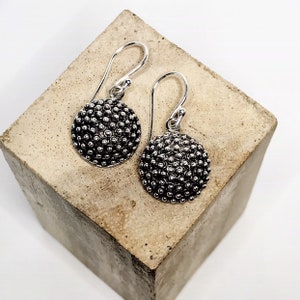 Oxidized Sterling Silver Textured Earrings - Handmade Jewelry - Handmade Earrings - Oxidized Silver Jewelry - Textured Jewelry