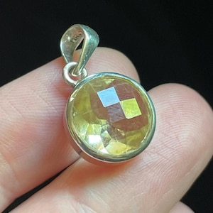 Faceted Round Oregon Sunstone Pendant - Genuine Oregon Sunstone and Sterling Silver - Brilliant Champagne Color and Clarity! - Mood Booster!