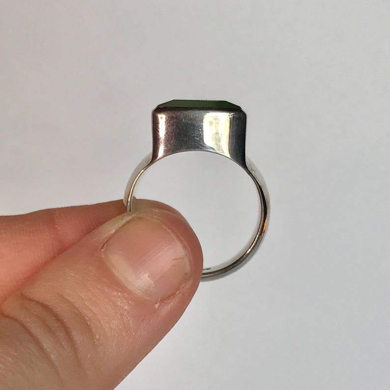 Genuine Chrysoprase Ring Size 8 Sterling Silver - Seafoam Green Faceted Chrysoprase Triangle - Handmade Green Stone Chrysoprase Jewelry image 5