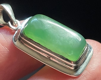 Glowing Chrysoprase Pendant - Gorgeous Translucent Green - Handmade with Solid Sterling Silver & Genuine Australian Chrysoprase