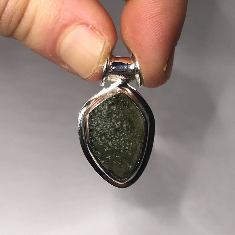 Bubbly Moldavite Pendant - Sterling Silver - Birthstone Jewelry - Moldavite Jewelry - Green Moldavite Pendant - Birthstone Jewelry image 7
