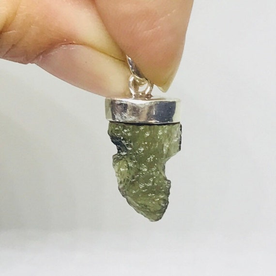 Moldavite Pendant - Sterling Silver - Birthstone Jewelry - Genuine Moldavite Jewelry - Green Moldavite Pendant - Powerful Healing Crystal