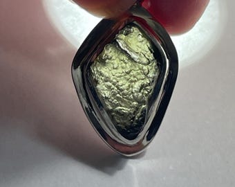 Unusual Bubble Moldavite Sterling Silver Moldavite Pendant - Genuine Czech Tektite, Birthstone Jewelry