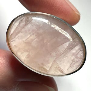 Large Natural Rose Quartz Ring, Size 7 USA, Handmade with Solid Sterling Silver, Beautiful Translucent Pink Crystal, Perfect Gift! image 2