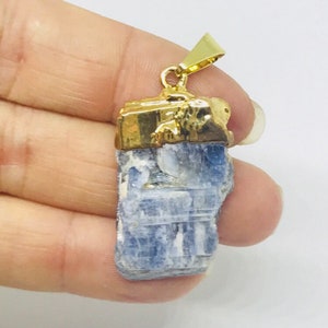 Beautiful Kyanite Pendant – Gold Plated –  Kyanite Jewelry – Light Blue Stone Jewelry - Birthstone Jewelry - Moldavite