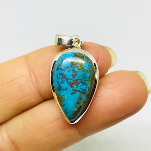 High Quality Chrysocolla Pendant – Sterling Silver – December Birthstone – Chrysocolla Jewelry – Birthstone Jewelry - Moldavite