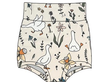 Baby girl toddler Spring Summer Goose high waisted bummies - 0/3mo-4/5