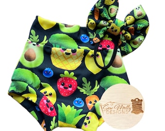 Baby toddler dancing fruit high waisted bummies - 0/3mo-4/5