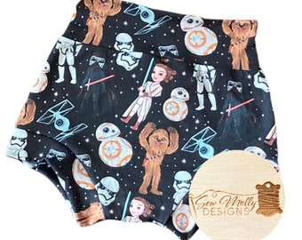 Baby toddler Space Wars high waisted bummies - May the 4th Fourth - 0/3mo-4/5