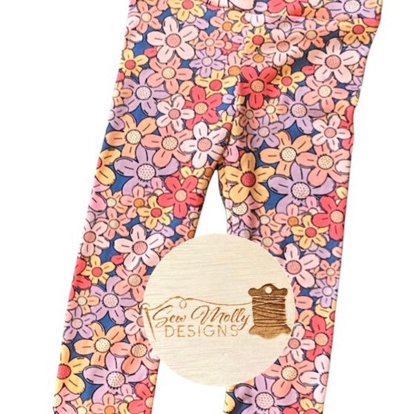 Baby toddler spring floral leggings - hippie - boho - 0/3mo-5