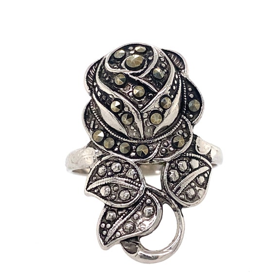 Vintage SETA Marcasite Sterling Silver Rinf