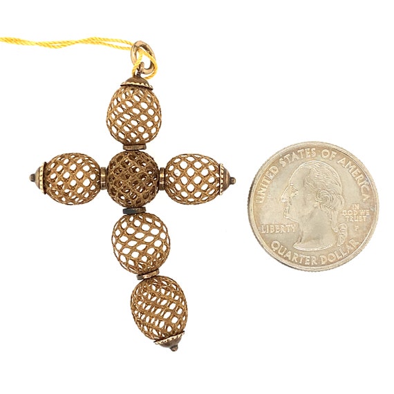 Victorian Mourning Hair Cross Pendant - image 3