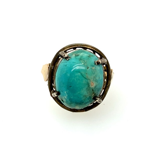 Vintage Turquoise 13k Yellow Gold Ring